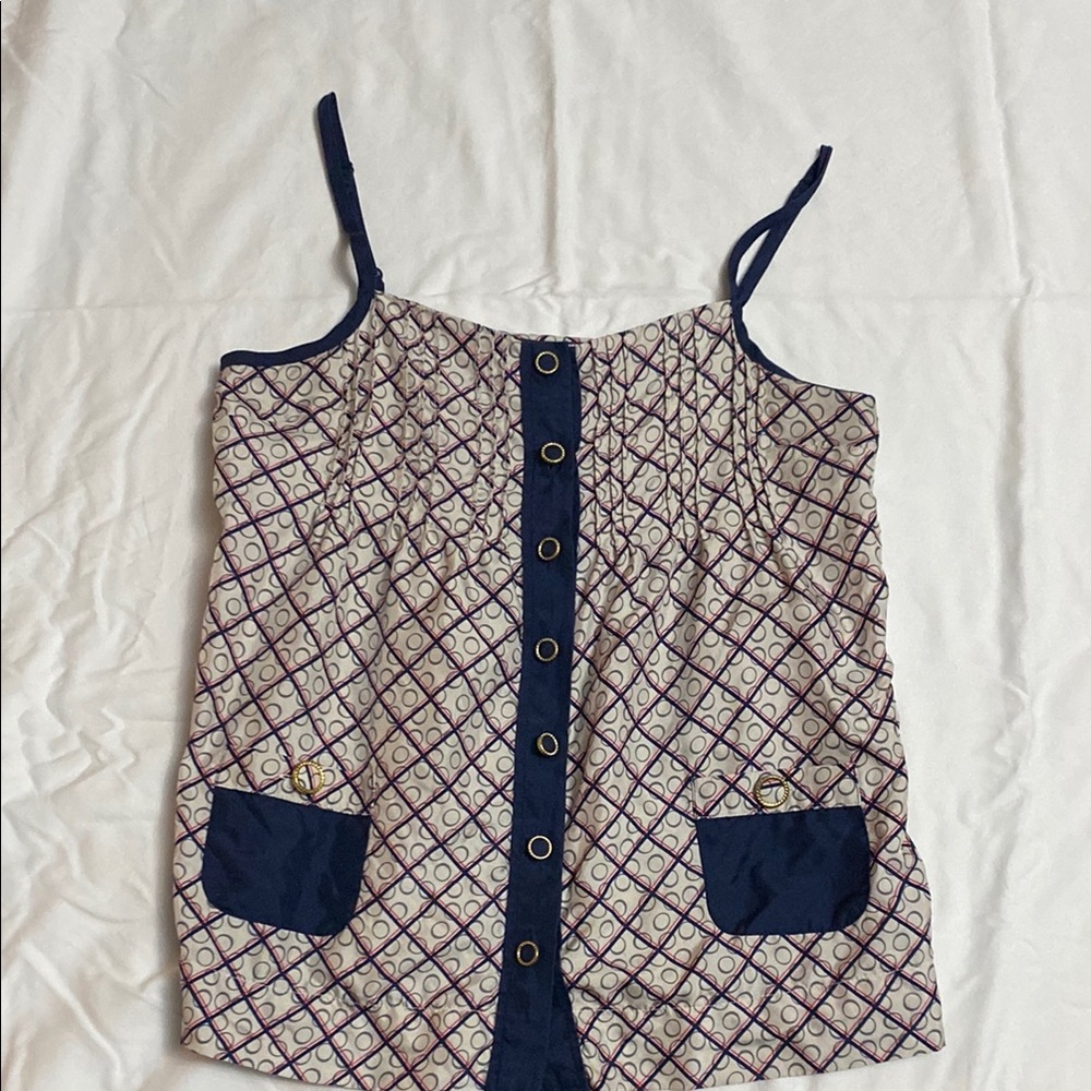 Juicy Couture Navy, Cream and Red Women's Top